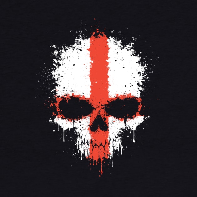 Chaotic English Flag Splatter Skull by jeffbartels